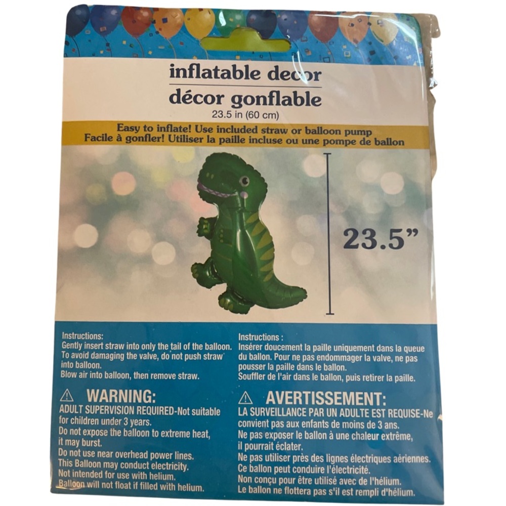 Inflatable Decor Dinosaur T-Rex Foil Balloon Dino Party 2ft tall unopened pack